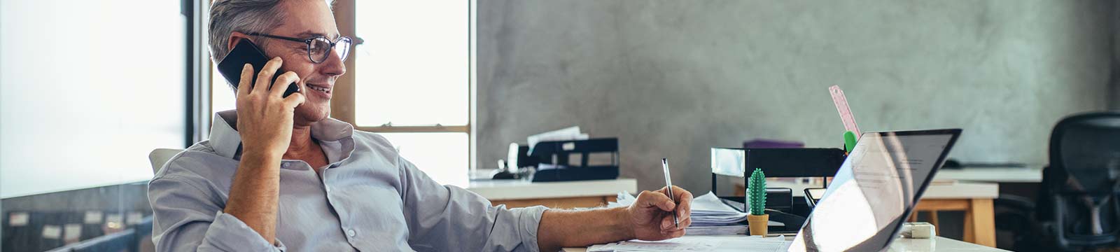 a man working from his office